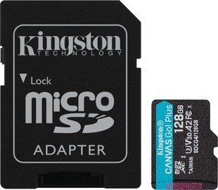 Карта пам'яті Kingston MicroSDXC 128GB Canvas Go Plus Gen4 200MB/s A2 U3 V30 + SD-адаптер (SDCG4/128GB) 376903 фото