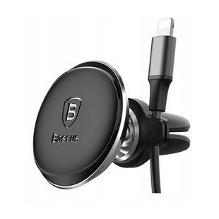 Автомобільний тримач Baseus Magnetic Air Vent Car Mount With Cable Clip SUGX-A01 Black 252249 фото