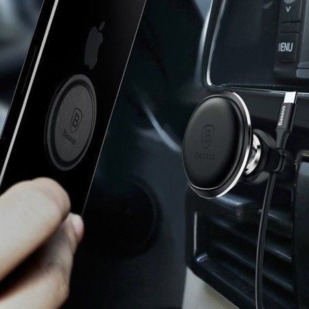 Автомобільний тримач Baseus Magnetic Air Vent Car Mount With Cable Clip SUGX-A01 Black 252249 фото