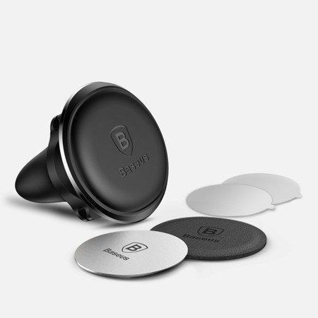 Автомобільний тримач Baseus Magnetic Air Vent Car Mount With Cable Clip SUGX-A01 Black 252249 фото