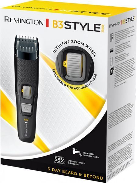 Тример Remington Style Series, для бороди і вусів, АААх2, роторний мотор, чохол, сталь, чорний (MB3000) 370394 фото