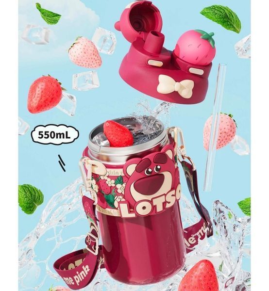 Дитяча Пляшка Для Води Xiaomi Youpin Lotso Strawberry Bear Drinking Childrens Thermal Cup (6922111442057) 324262 фото