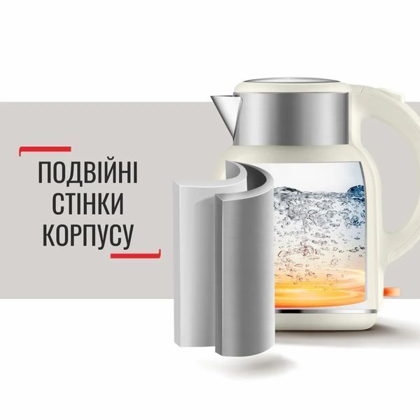 Електрочайник Tefal Thermo Protect XL, 1.9л, пластик, нержавіюча сталь, бежевий (KO190AE0) 367973 фото