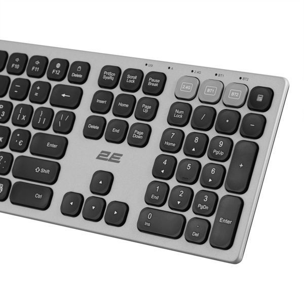 Клавіатура ножнична 2E KS270 109key, WL/BT, EN/UK, сіро-чорний (2E-KS270WBGR_UA) 362814 фото