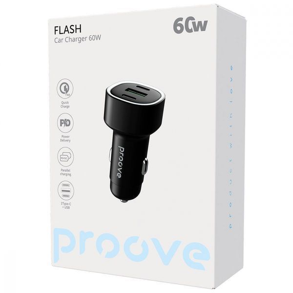 АЗП Proove Flash 60W (2Type-C + USB) (CCFL60111201) Black 329158 фото