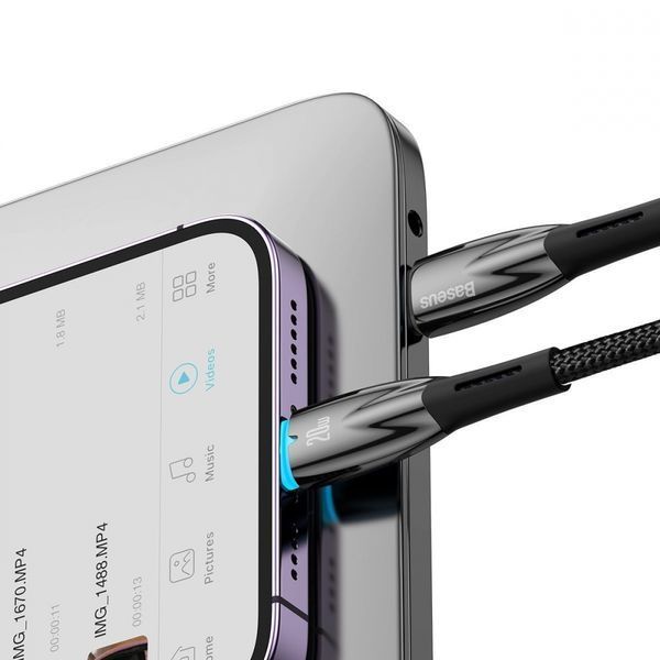 Кабель Baseus Glimmer Series Fast Charging Type-C to Lightning 20W (1m) CADH000002 white 333363 фото
