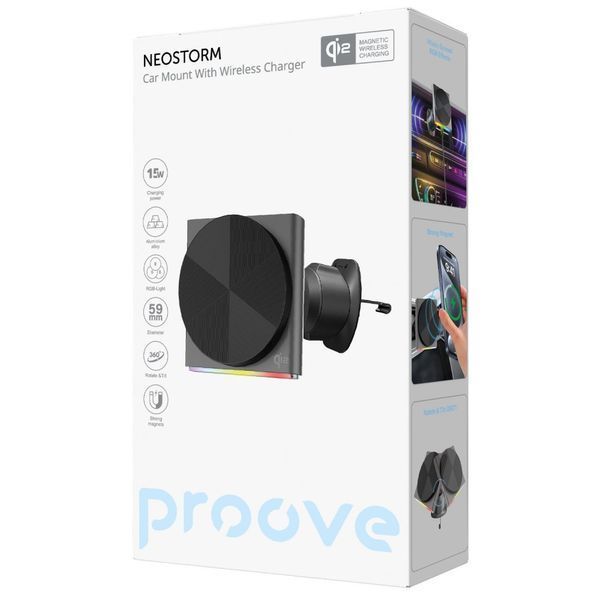 Автомобільний тримач з Бездротовим ЗП Proove Neostorm QI2 15W (WHNS15002003) gray 398845 фото