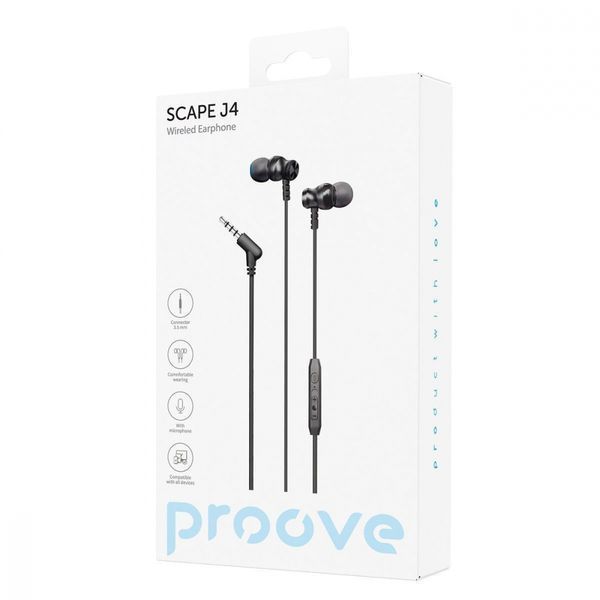 Дротові навушники Proove Scape J4 3.5mm (WESJ40000801) Black 287055 фото