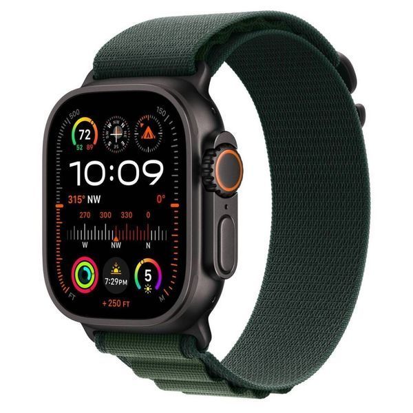 Ремінець Apple Watch Alpine Loop Band Small Для Watch 49mm - Black Titanium Finish - Dark Green (MYPQ3) 330120 фото
