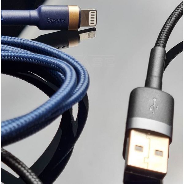 Кабель Baseus Cafule USB for lightning 2.4A 1M (CALKLF-BV1) Gold\Black 222188 фото