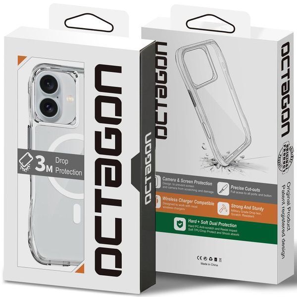 Чохол TPU Space Octagon with MagSafe для Apple iPhone 16 (6.1") Clear 403407 фото