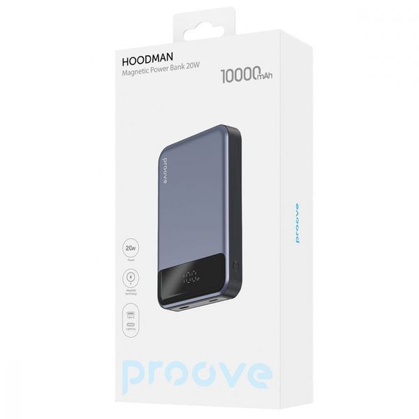 Зовнішній MagSafe Акумулятор Proove 10000mAh 20W Hoodman Magnetic (PBH120010003) Grey 315486 фото