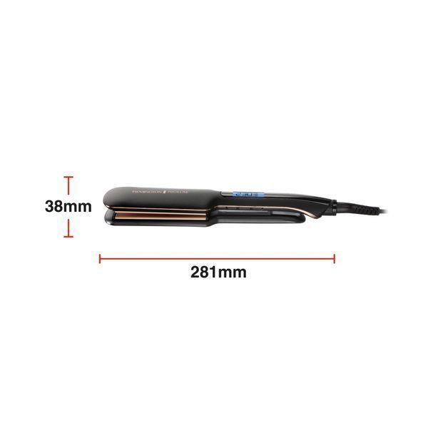 Випрямляч Remington PROluxe Midnight Wide Plate Straightener, темп.режимов-9, 150-230С, чохол, дісплей, кераміка, чорний (S9150B) 369837 фото