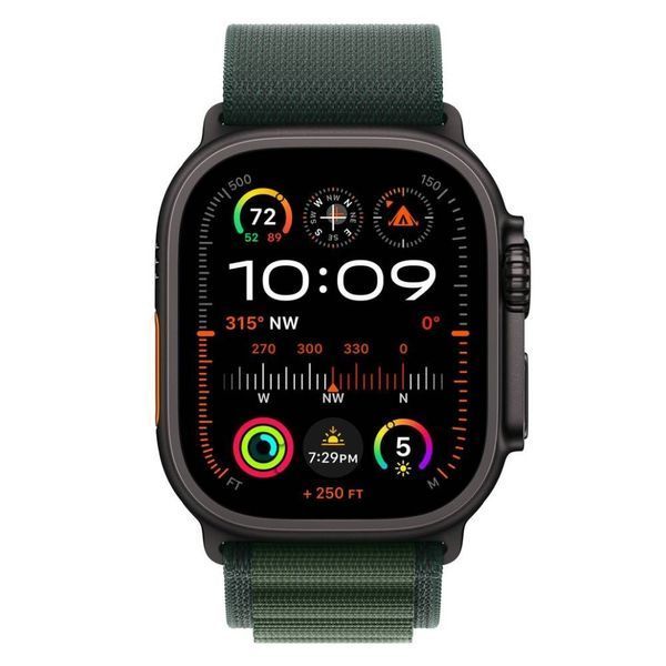 Ремінець Apple Watch Alpine Loop Band Small Для Watch 49mm - Black Titanium Finish - Dark Green (MYPQ3) 330120 фото