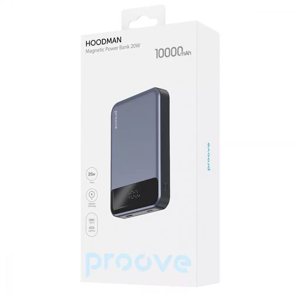 Зовнішній MagSafe Акумулятор Proove 10000mAh 20W Hoodman Magnetic (PBH120010003) Grey 315486 фото