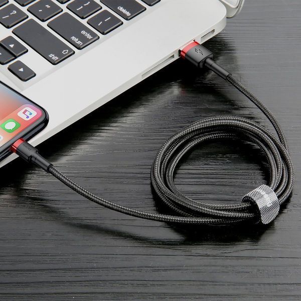 Кабель Baseus Cafule USB for lightning 2.4A 1M (CALKLF-BV1) Gold\Black 222188 фото