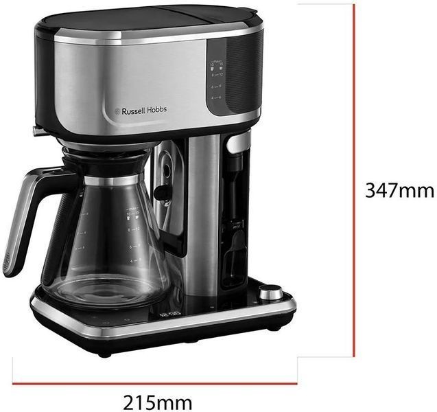 Кавоварка Russell Hobbs крапельна Attentiv Coffee Bar 1.5л, мелена, LED-дисплей, чорно-метал (26230-56) 363354 фото