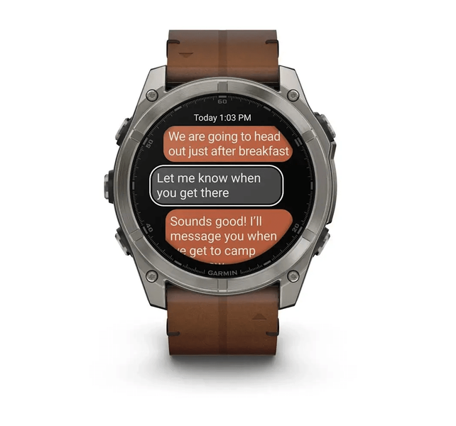 Смарт-годинник Garmin Fenix 8 51mm AMOLED Sapphire Carbon grey DLC w. Chestnut Leather Band (010-02905-40) 323575 фото