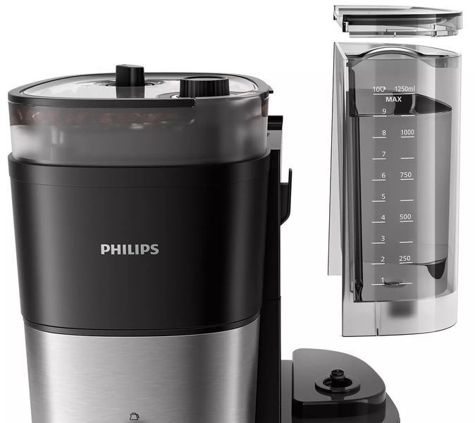 Кавоварка Philips крапельна All-in-1 Brew 1.25л, зерно + мелена, дисплей, підігрів кавника, кавомолка, чорний (HD7900/50) 371995 фото