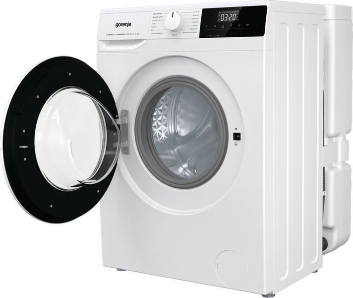 Пральна машина Gorenje фронтальна, з баком, 7кг, 1200, A+, 60см, дисплей, пар, інвертор, білий (WNHPI72SCSIRV) 375744 фото