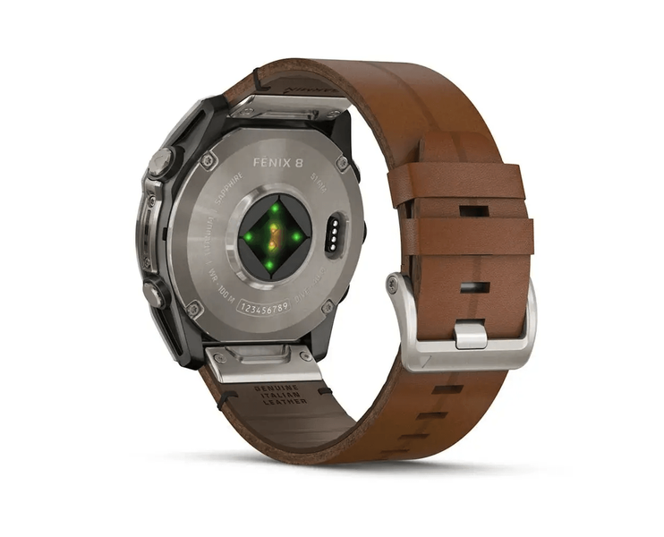 Смарт-годинник Garmin Fenix 8 51mm AMOLED Sapphire Carbon grey DLC w. Chestnut Leather Band (010-02905-40) 323575 фото