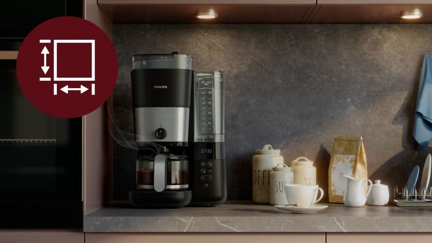 Кавоварка Philips крапельна All-in-1 Brew 1.25л, зерно + мелена, дисплей, підігрів кавника, кавомолка, чорний (HD7900/50) 371995 фото