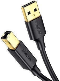 Кабель UGREEN US135 USB 2.0 AM To BM Print Cable 1.5m Black (10350) 278747 фото