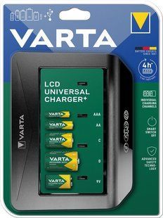 Зарядний пристрій Varta LCD Universal Charger Plus 4хAA/AAA/C/D, 1х9В (57688101401) 366089 фото