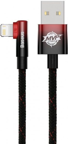 Кабель Baseus MVP 2 Elbow-shaped Fast Charging Data USB кабель USB To IP 2.4A 2m (CAVP000120) Black/Red 260581 фото