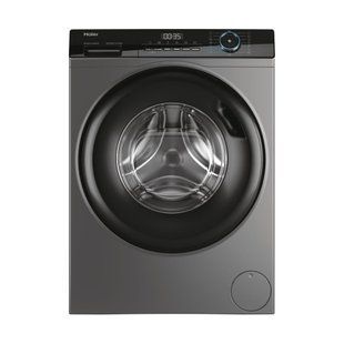 Пральна машина Haier фронтальна, 9кг, 1400, A+++, 60см, дисплей, пара, інвертор, люк чорний, прямий привід, cріблястий (HW90-B14939S8) 375633 фото