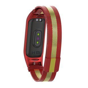 Ремінець для фітнес браслета Mi Band 5/6 Milanese strip (красный/золото) 188298 фото