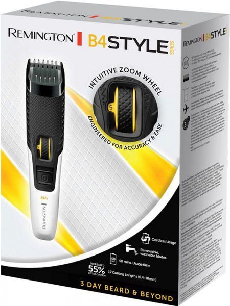Тример Remington Style Series, для бороди і вусів, акум., роторний мотор, сталь, чорно-білий (MB4000) 369714 фото