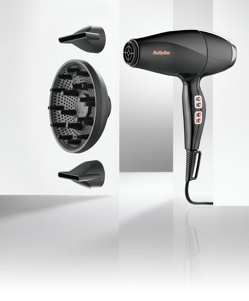 Фен Babyliss Air Power Pro, 2300Вт, 3 режими, дифузор, іоніз-я, хол. обдув, кераміка, чорно-рожевий (6716DE) 364745 фото