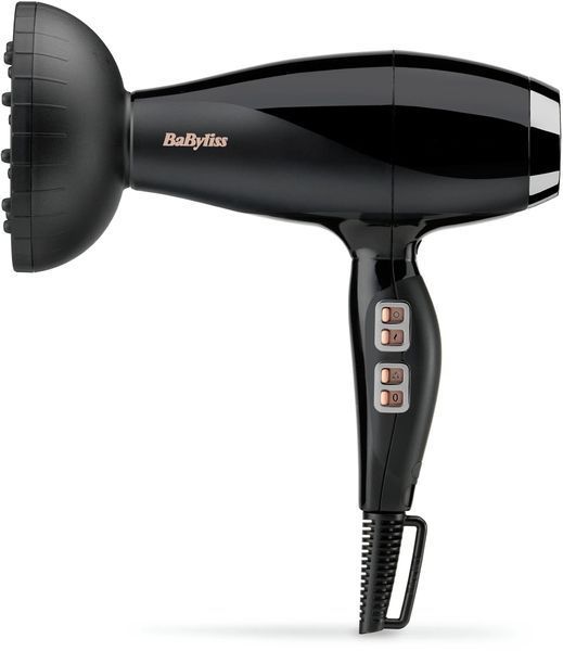 Фен Babyliss Air Power Pro, 2300Вт, 3 режими, дифузор, іоніз-я, хол. обдув, кераміка, чорно-рожевий (6716DE) 364745 фото