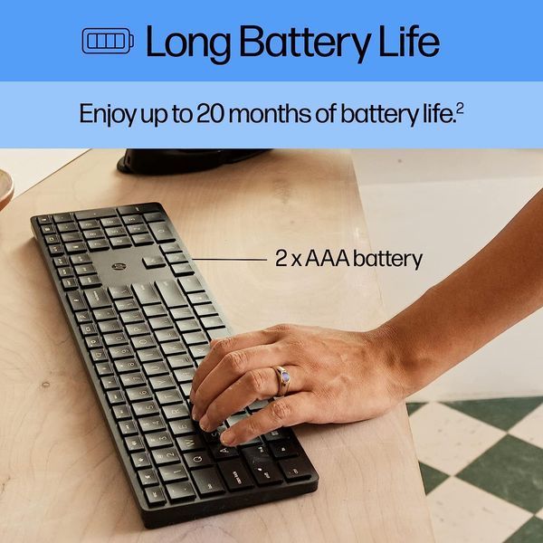 Клавіатура мембранна HP 450 Programmable, 108key, WL, EN/UK, чорний (4R184AA) 365693 фото