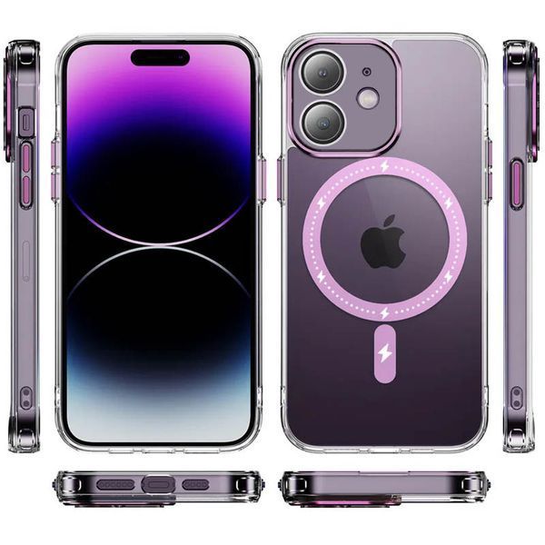 Чохол TPU+PC Colorful with MagSafe для Apple iPhone 12 (6.1") Pink 273688 фото