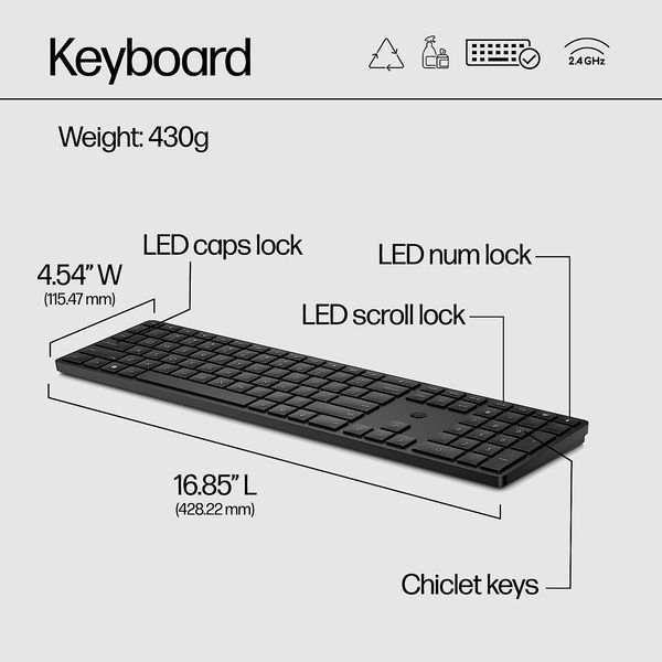 Клавіатура мембранна HP 450 Programmable, 108key, WL, EN/UK, чорний (4R184AA) 365693 фото