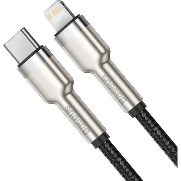 Кабель Baseus Cafule Metal Type-C To Lightning PD 20W (0.25m) (CATLJK-01) Black 268774 фото