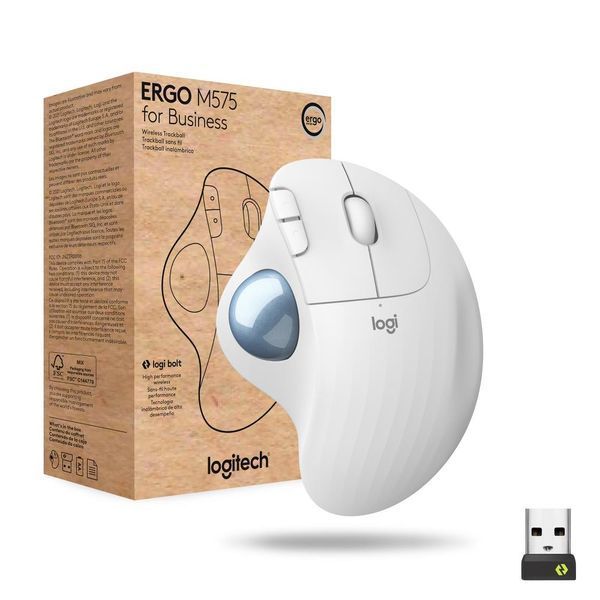 Маніпулятор миша бездротова LOGITECH TRACKBALL ERGO M575 FOR BUSINESS EMEA OFFWHITE (910-006438) 349610 фото