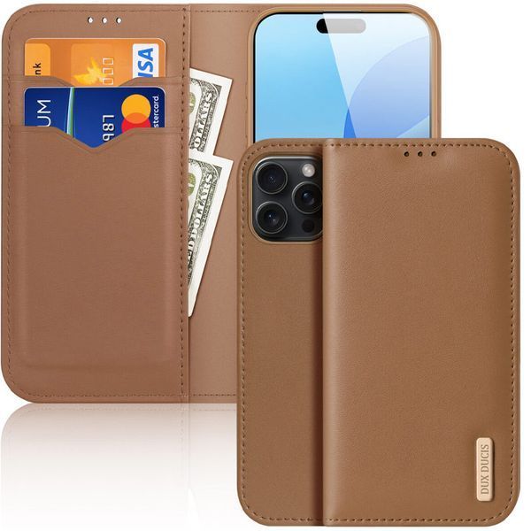 Чохол-книжка Dux Ducis Hivo для Apple iPhone 16 Pro (6.3") Brown 322730 фото