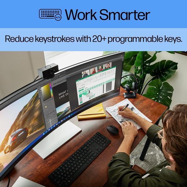 Клавіатура мембранна HP 450 Programmable, 108key, WL, EN/UK, чорний (4R184AA) 365693 фото