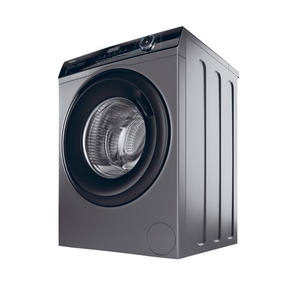 Пральна машина Haier фронтальна, 9кг, 1400, A+++, 60см, дисплей, пара, інвертор, люк чорний, прямий привід, cріблястий (HW90-B14939S8) 375633 фото