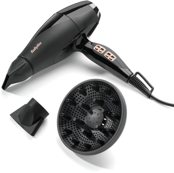 Фен Babyliss Air Power Pro, 2300Вт, 3 режими, дифузор, іоніз-я, хол. обдув, кераміка, чорно-рожевий (6716DE) 364745 фото
