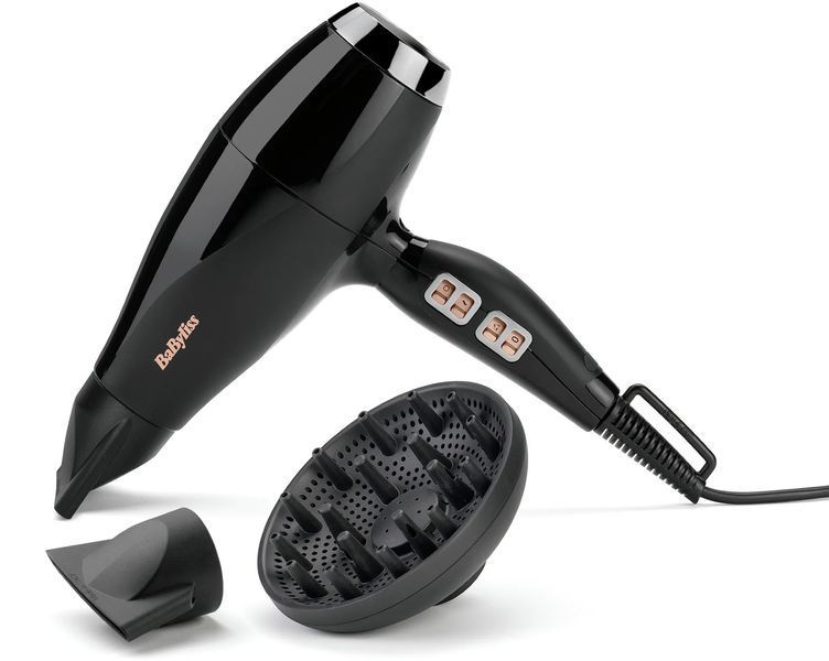 Фен Babyliss Air Power Pro, 2300Вт, 3 режими, дифузор, іоніз-я, хол. обдув, кераміка, чорно-рожевий (6716DE) 364745 фото