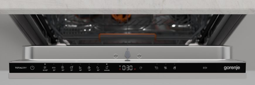 Посудомийна машина Gorenje вбудовувана, 16компл., A+++, 60см, інвертор,Wi-Fi, сенсорн.упр, 3и кошики, білий (GV673C65) 379790 фото