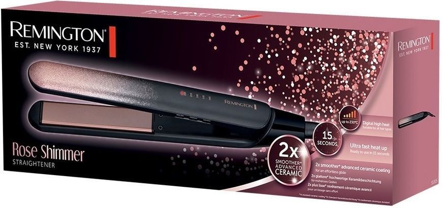 Випрямляч Remington Rose Shimmer, темп.режимів-5, 150-230С, кераміка, чорно-золотий (S5305) 372195 фото