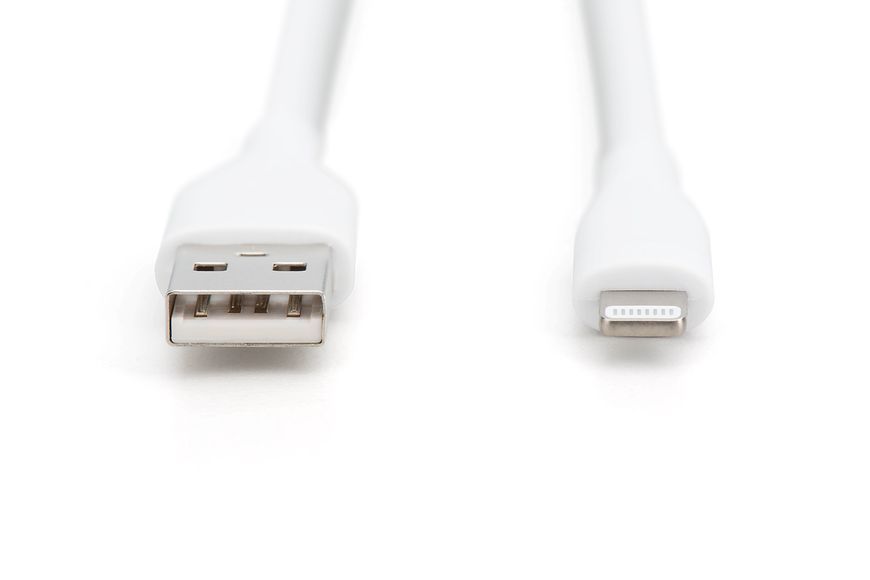 Кабель DIGITUS USB-A > Lightning заряджання/синхронізації, USB 2.0, 12W, силіконовий, 2м, білий (AK-600108-020-W) 366848 фото