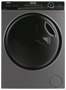Прально-сушильна машина Haier фронтальна, 8(5)кг, 1400, A, 46см, дисплей, пара, інвертор, люк чорний, прямий привід, cріблястий (HWD80-B14959S8U1) 375634 фото