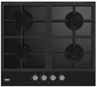 Варильна поверхня Beko газова на склі, 60см, чавун, чорний (HILG64225S) 370418 фото