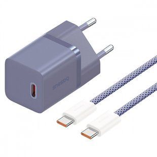 Зарядний Пристрій Baseus GaN5 Mini Fast Charger Type-C 30W (With Cable Type-C to Type-C 100W 1m) (P10110902523-00) purple 353571 фото